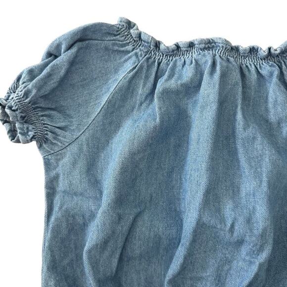 Old Navy Short Sleeve Crop Top with Elastic on Waist & Sleeve Light Denim XS - Picture 8 of 8